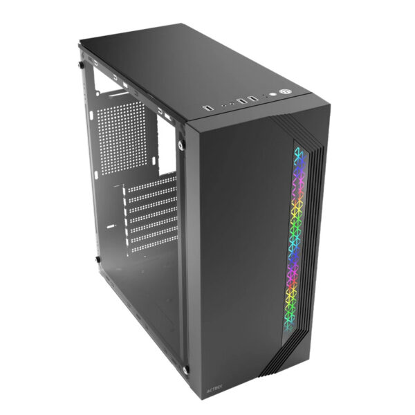 GABINETE ACTECK (AC-935692) VIKEN GM434,MICRO ATX,FUENTE 500W,2*USB 2.0,RGB,CRISTAL TEMP,NEGRO - Imagen 2