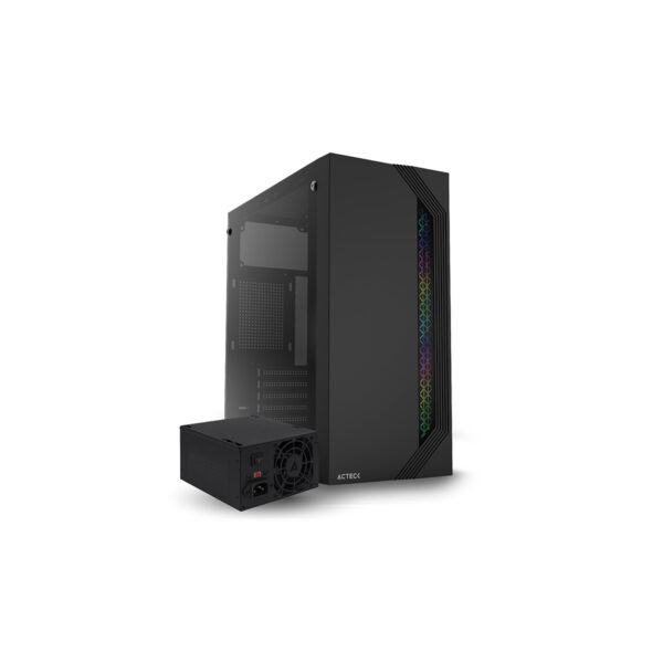 GABINETE ACTECK (AC-935692) VIKEN GM434,MICRO ATX,FUENTE 500W,2*USB 2.0,RGB,CRISTAL TEMP,NEGRO - Imagen 5