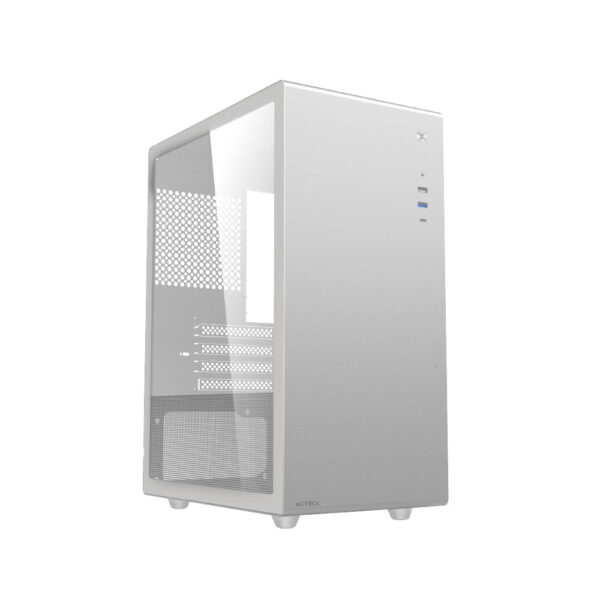 GABINETE ACTECK (AC-936002) NEUSS PRO GI717, MICRO ATX,SIN FUENTE,USB 3.0,USB C,CRISTAL TEMP,BLANCO