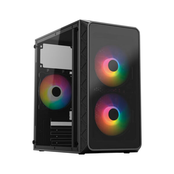 GABINETE ACTECK (AC-939225) DOOM PRO CRYSTAL GI730,MICRO ATX,1*USB 3.0,CRISTAL TEMP,3 FAN RGB,NEGRO - Imagen 2