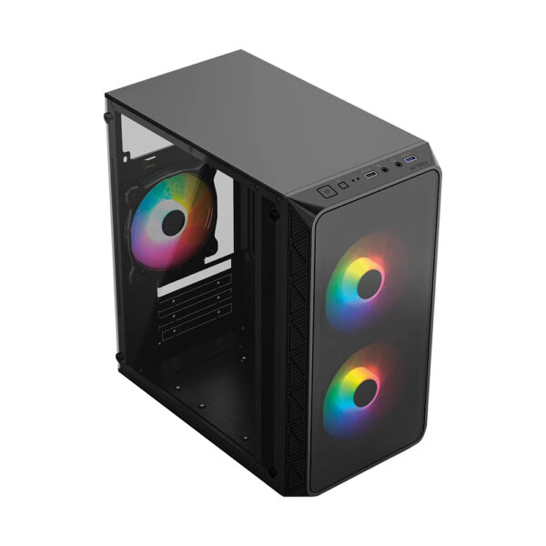 GABINETE ACTECK (AC-939225) DOOM PRO CRYSTAL GI730,MICRO ATX,1*USB 3.0,CRISTAL TEMP,3 FAN RGB,NEGRO - Imagen 3