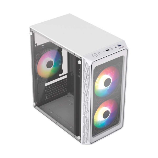 GABINETE ACTECK (AC-939232) DOOM PRO CRYSTAL GI730,MICRO ATX,1*USB 3.0,CRISTAL TEMP,3 FAN RGB,BLANCO - Imagen 2