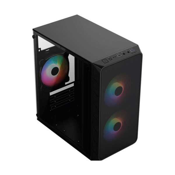GABINETE ACTECK (AC-939249) DOOM PRO MESH GI730M,MICRO ATX,1*USB 3.0,FRENTE MALLA,3 FAN RGB,NEGRO - Imagen 2