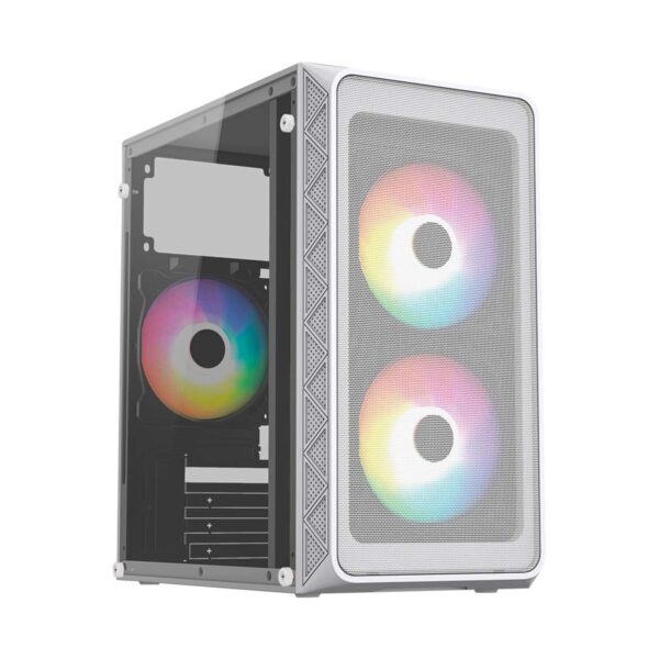GABINETE ACTECK (AC-939256) DOOM PRO MESH GI730M,MICRO ATX,1*USB 3.0,FRENTE MALLA,3 FAN RGB,BLANCO