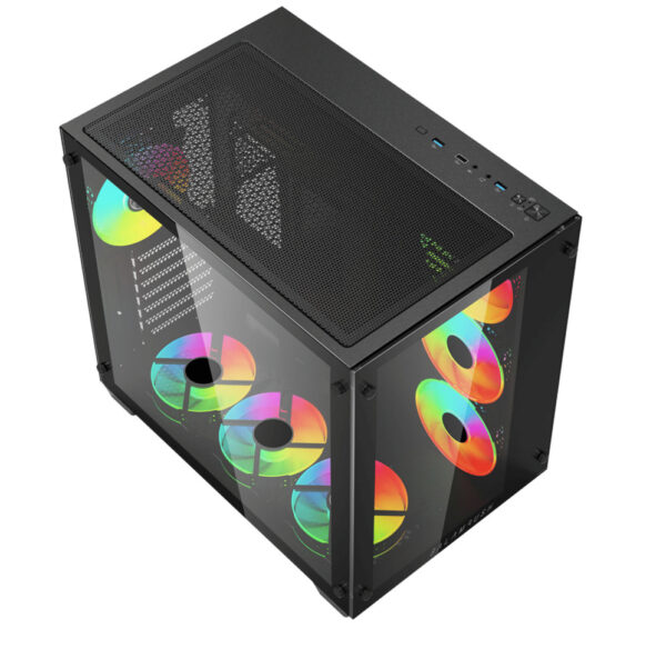GABINETE BALAM RUSH (BR-935944) TANK PRO GM930,MICRO ATX,2*USB 3.0,CRISTAL TEMP,NEGRO - Imagen 2