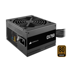 FUENTE DE PODER CORSAIR (CP-9020279-NA) CX750,750W,80 PLUS BRONZE,3 SATA,2 PCIE,VENT 120MM,NEGRO