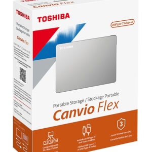 DISCO DURO EXTERNO TOSHIBA 1TB 2.5" (HDTX110XSCAA) CANVIO FLEX,USB 3.0 Y TIPO C, PC,MAC,IPAD,TABLET