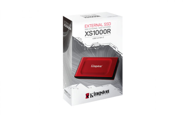 UNIDAD SSD EXTERNO KINGSTON 1TB (SXS1000R/1000G) XS1000, 3.2 TIPO C,ROJO