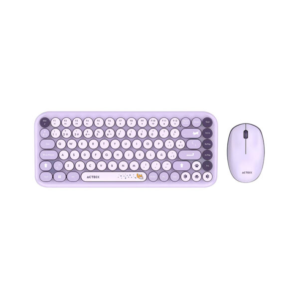 KIT TECLADO Y MOUSE INALAMBRICO ACTECK (AC-940252) MK480 CHIC K-COLORS,RF USB,85 TECLAS,65%,VIOLETA