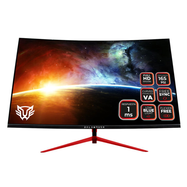 MONITOR 27" BALAM RUSH (BR-932448) MTX27C,EARTH,1920X1080,165HZ,HDMI,DISPLAYPORT+AUDIO+DC,CURVO,NEGR