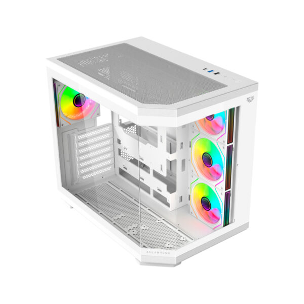 GABINETE BALAM RUSH (BR-938686) TANK MASTER 9600TB,ATX,1*USB 3.0,1*USB 2.0,CRISTAL TEMP,4 FAN,BLANCO - Imagen 2