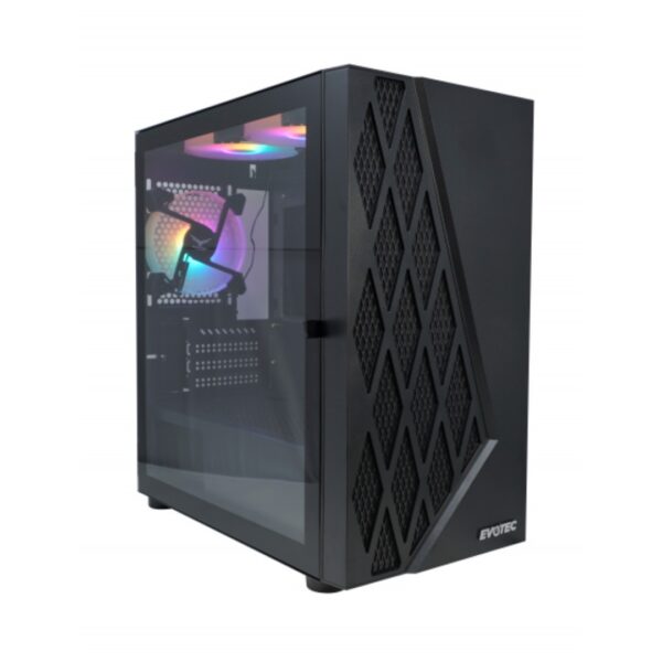 GABINETE EVOTEC (EV-1018) TAIPEI,MICRO ATX,SIN FUENTE,2*USB 2.0,1*USB 3.0,ACRILICO,NEGRO