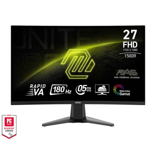 MONITOR LED MSI 27" (MAG 27C6F) 1920X1080 FULL HD, CURVO, 180 HZ, 1MS, 2*HDMI, 1*DP