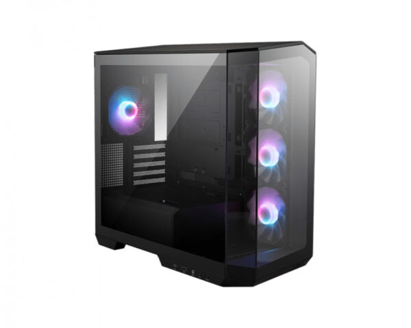 GABINETE MSI (MAG PANO M100R PZ) NEGRO, VIDRIO TEMPLADO, 4*VENTILADOR ARGB, MICRO ATX, SIN FUENTE
