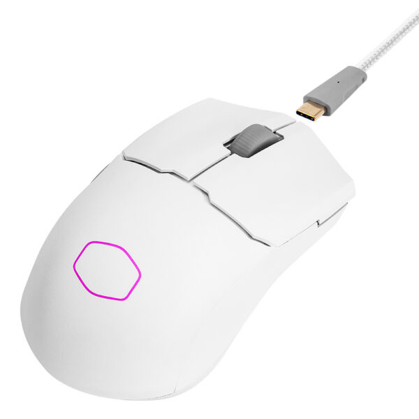 MOUSE GAMER COOLER MASTER (MM-712-WWOH1) MM712 BLANCO,BT 5.1,RGB,2.4GHZ,19KDPI,CABLE ULTRAWEAVE 1.8M - Imagen 3