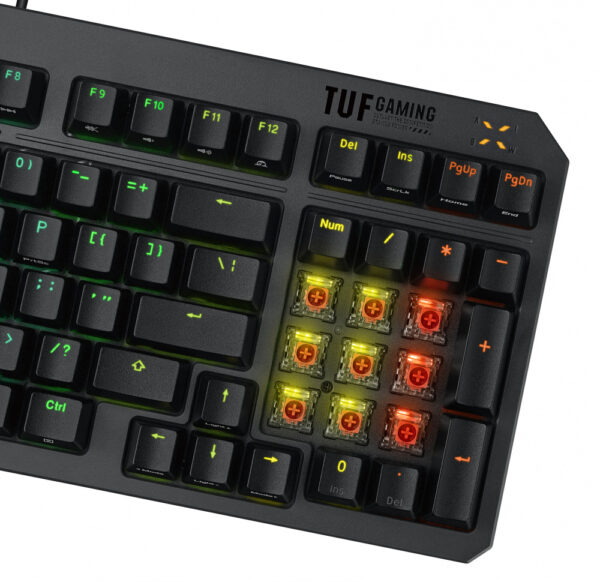 TECLADO ASUS (RA07 TUF K3 GEN II/RD/CA/ABS) OPTO MECANICO SWITCH ROJO,TECLAS PROGRAMABLES,RGB,NEGRO - Imagen 3