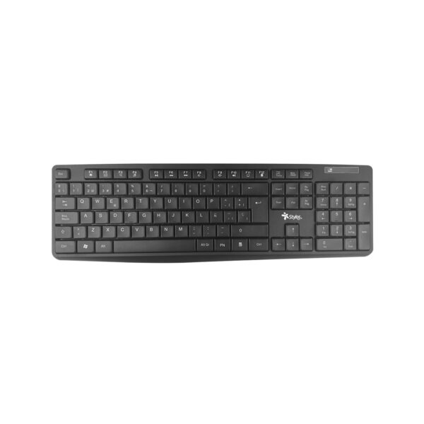 TECLADO INALAMBRICO STYLOS (STPTEC4B) 105 TECLAS, MEMBRANA, USB, CONEXION 2.4GHZ, NEGRO