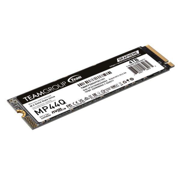 UNIDAD SSD M.2 TEAMGROUP 4TB TM8FFD004T0C101) TEAM MP44Q, PCI GEN3X4, 2280, 7.400 MB/S,6,200MB/S - Imagen 3