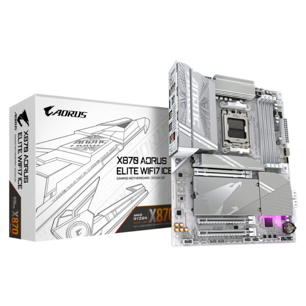 MOTHERBOARD GIGABYTE (X870 A ELITE WF7 ICE) SOCKET AM5, 4*DDR5 8000MHZ, HDMI, ATX, WIFI7/BT - Imagen 4