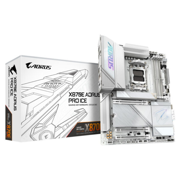 MOTHERBOARD GIGABYTE (X870E AORUS PRO ICE) SOCKET AM5,4*DDR5 8000MHZ, HDMI, ATX, WIFI7/ BT