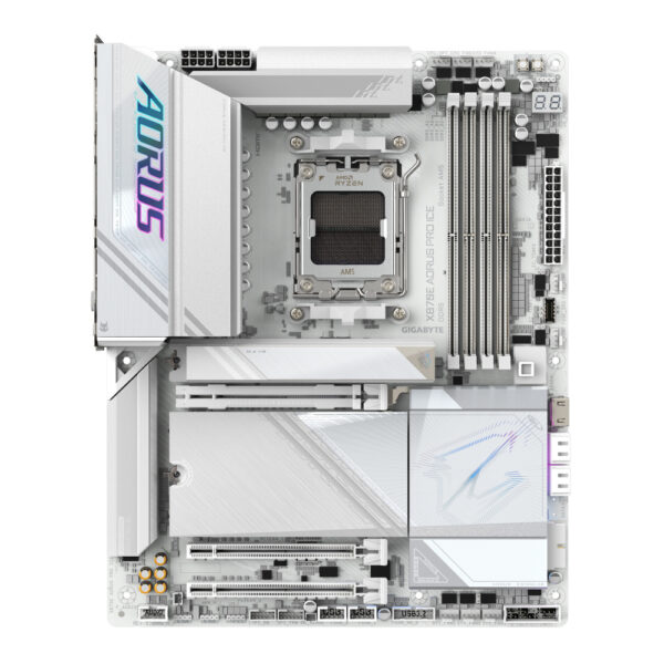 MOTHERBOARD GIGABYTE (X870E AORUS PRO ICE) SOCKET AM5,4*DDR5 8000MHZ, HDMI, ATX, WIFI7/ BT - Imagen 2