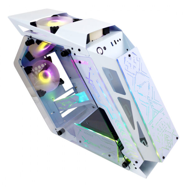 GABINETE XZEAL (XZGAIRRGBW) IRO2, MICRO ATX,CRISTAL+METAL 4*VENTI ARGB, SIN FUENTE, BLANCO