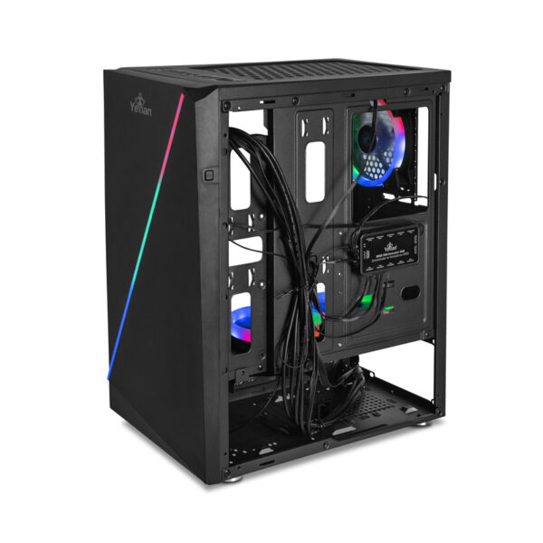 GABINETE YEYIAN (YCH-LAR7-01BK) CRESCENT MASTER,MICRO ATX,3*FAN 120MM RGB,NEGRO,SIN FUENTE ATX - Imagen 2