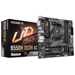 MOTHERBOARD GIGABYTE (B550M DS3H AC REV. 1.7) SOCKET AM4, 4* DDR4 ,HDMI,MICRO ATX,RGB FUSION,WIFI/BT