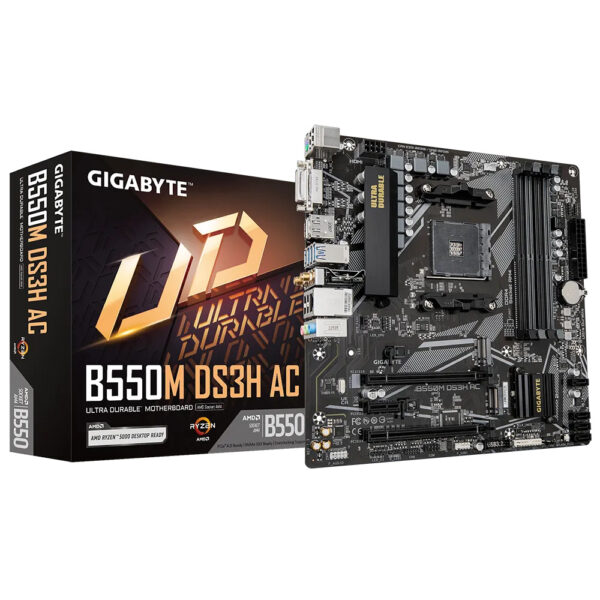 MOTHERBOARD GIGABYTE (B550M DS3H AC REV. 1.7) SOCKET AM4, 4* DDR4 ,HDMI,MICRO ATX,RGB FUSION,WIFI/BT