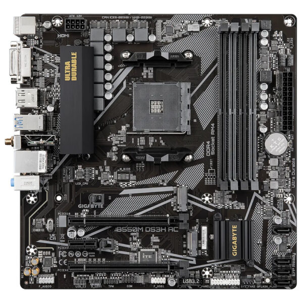 MOTHERBOARD GIGABYTE (B550M DS3H AC REV. 1.7) SOCKET AM4, 4* DDR4 ,HDMI,MICRO ATX,RGB FUSION,WIFI/BT - Imagen 2