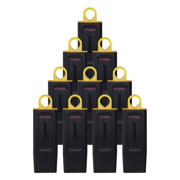 Kit de 10 piezas MEMORIA USB KINGSTON (DTX/128GB) 128GB DATA TRAVELER EXODIA, PLASTICA, NEGRO USB 3.2