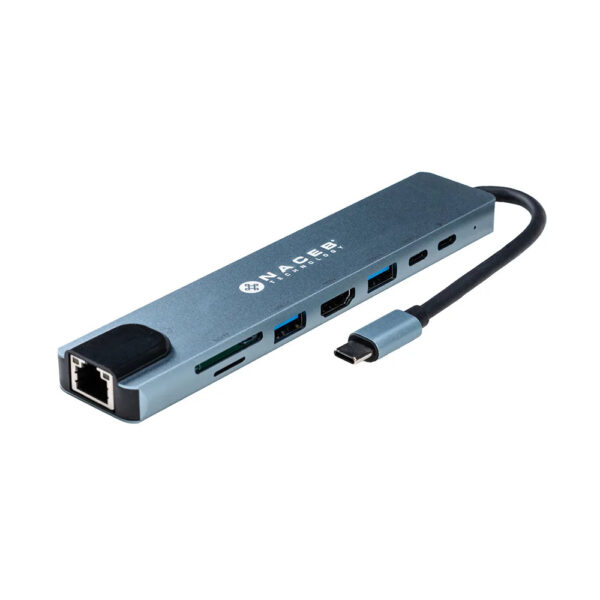 ADAPTADOR NACEB (NA-0128) HUB, USB TIPO C, 8 EN 1, 1*RJ45, 1* HDMI, 2*USB 2.0, 2*USB C, PD+SD/TF - Imagen 3