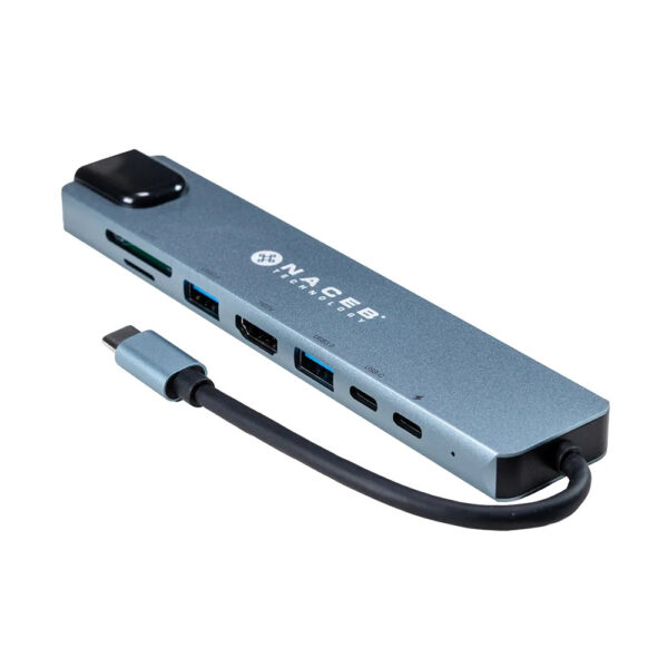 ADAPTADOR NACEB (NA-0128) HUB, USB TIPO C, 8 EN 1, 1*RJ45, 1* HDMI, 2*USB 2.0, 2*USB C, PD+SD/TF - Imagen 4