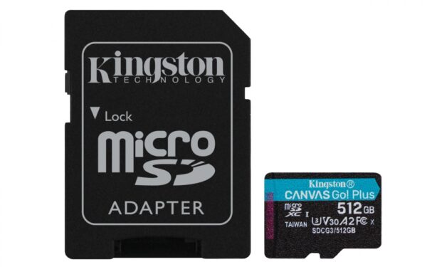 Kit de 50 piezas MEMORIA MICROSD SDXC KINGSTON 512GB (SDCG3/512GB) CANVAS GO PLUS, UHS-I, CLASE10, C/ADAPTADOR - Imagen 2