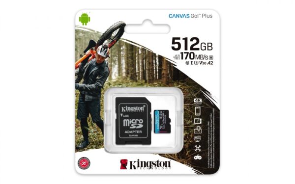 Kit de 50 piezas MEMORIA MICROSD SDXC KINGSTON 512GB (SDCG3/512GB) CANVAS GO PLUS, UHS-I, CLASE10, C/ADAPTADOR - Imagen 3