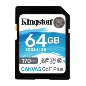 MEMORIA SD SDXC KINGSTON 64GB (SDG3/64GB) CANVAS GO PLUS, UHS-I, CLASE10