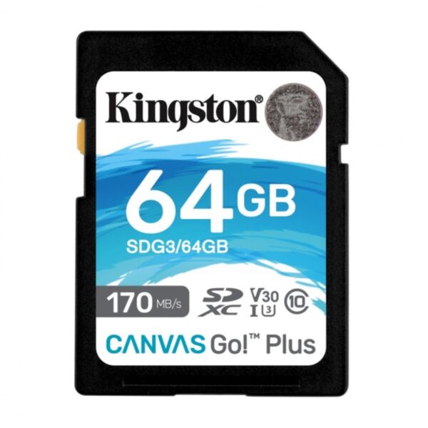 MEMORIA SD SDXC KINGSTON 64GB (SDG3/64GB) CANVAS GO PLUS, UHS-I, CLASE10