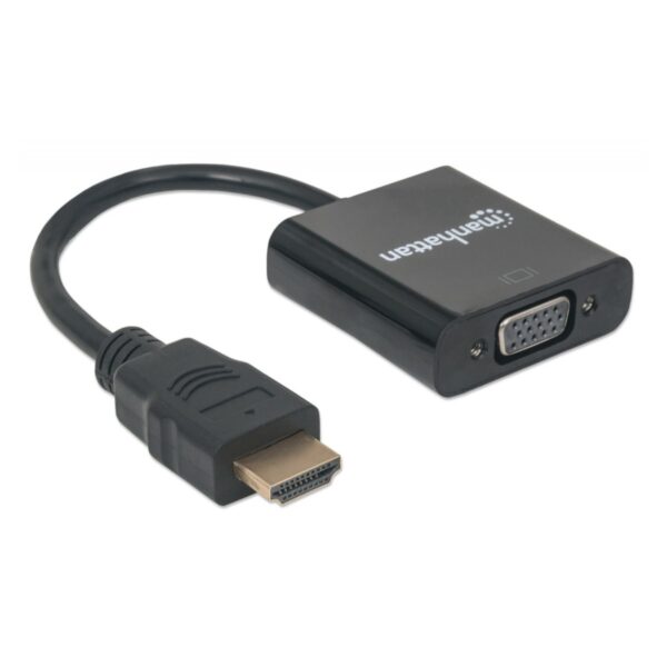 CABLE CONVERTIDOR MANHATTAN HDMI A VGA HD15 1080P MACHO HEMBRA NEGRO 151467 - Imagen 2