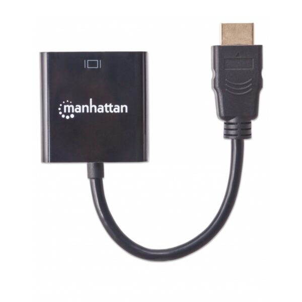 CABLE CONVERTIDOR MANHATTAN HDMI A VGA HD15 1080P MACHO HEMBRA NEGRO 151467 - Imagen 3
