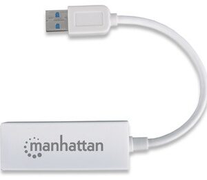 ADAPTADOR TARJETA RED MANHATTAN USB 3.0 A RJ45 GB ETHERNET 10 100 1000 MBPS BLANCO 506847