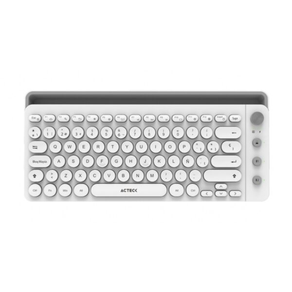 TECLADO INALAMBRICO ACTECK (AC-934190) UNY COMP TI685,RF USB,BT,BASE P/DISPOSITIVO,BLANCO