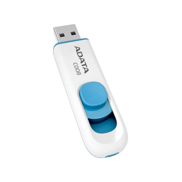 MEMORIA USB ADATA 64GB 2.0 RETRACTIL C008 BLANCO Y AZUL AC008 64G RWE