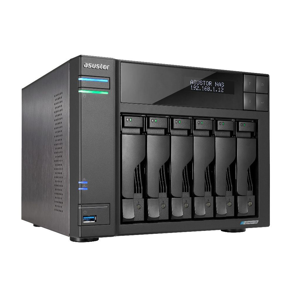NAS ASUSTOR LOCKERSTOR 6 GEN2 (AS6706T), CPU CELERON N5105, 8GB, 4 RANURAS M.2, 6 BAHIAS 3.5"/2.5" S