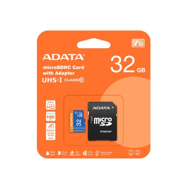 MEMORIA MICRO SD ADATA 32GB CLASE 10 A1 CON ADAPTADOR AUSDH32GUICL10A1 RA1 - Imagen 3