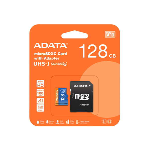 MEMORIA MICRO SD ADATA PREMIER 128GB CLASE 10 A1 CON ADAPTADOR AUSDX128GUICL10A1 RA - Imagen 3