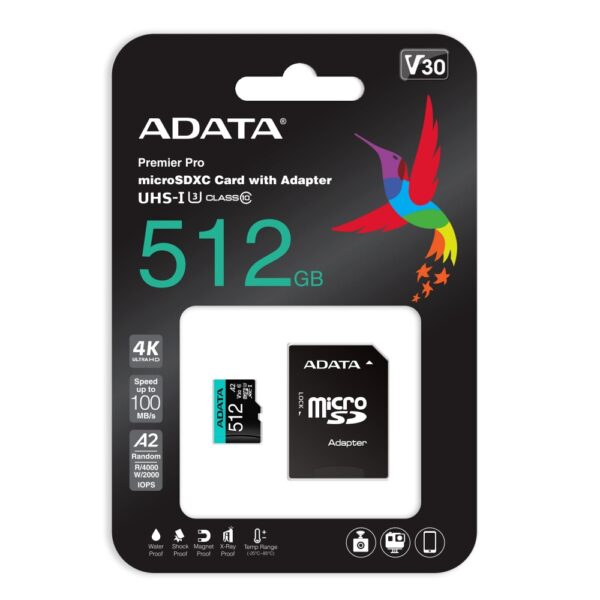 MEMORIA MICRO SD ADATA PREMIER PRO 512GB SDXC SDHC UHS I U3 AUSDX512GUI3V30SA2 RA1 - Imagen 4
