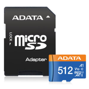 MEMORIA MICRO SD ADATA PREMIER 512GB CLASE 10 A1 CON ADAPTADOR AUSDX512GUICL10A1 RA