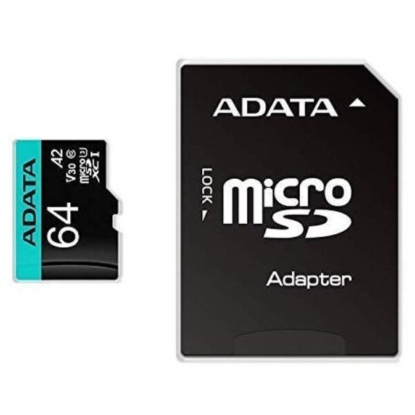 MEMORIA MICRO SD ADATA PREMIER PRO 64GB SDXC SDHC UHS I U3 CON ADAPTADOR AUSDX64GUI3V30SA2 RA1