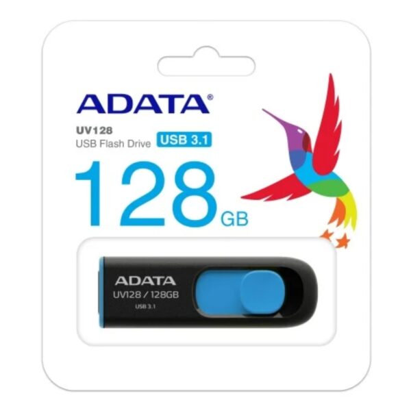 MEMORIA USB ADATA UV128 128GB 3.2 RETRACTIL NEGRO Y AZUL AUV128 128G RBE - Imagen 2