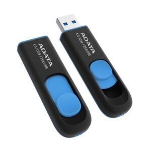 MEMORIA USB ADATA UV128 256GB 3.2 RETRACTIL NEGRO Y AZUL AUV128 256G RBE